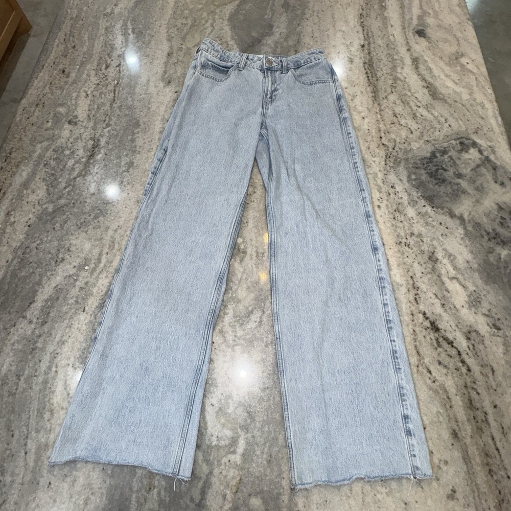 Hollister Women'sβ 28 x 30 High Rise Baggy Straight Leg Light Wash Jeans